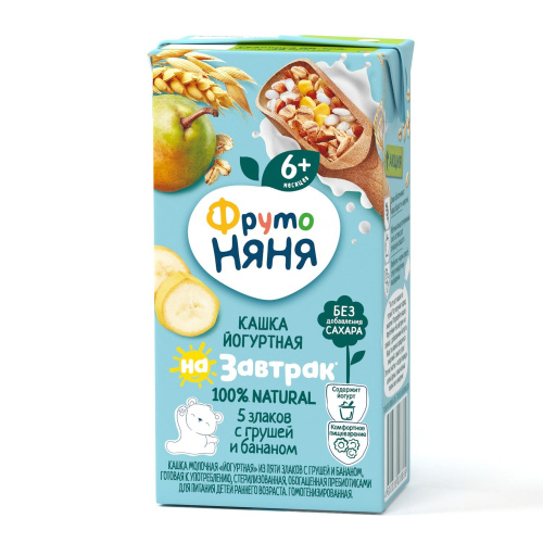 Кашка молочная Фруто Няня йогуртная 5 злаков-груша-банан 200 мл с 6 месяцев