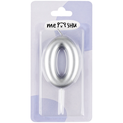 Свеча для торта MESHU Цифра 0 с держателем 6 см