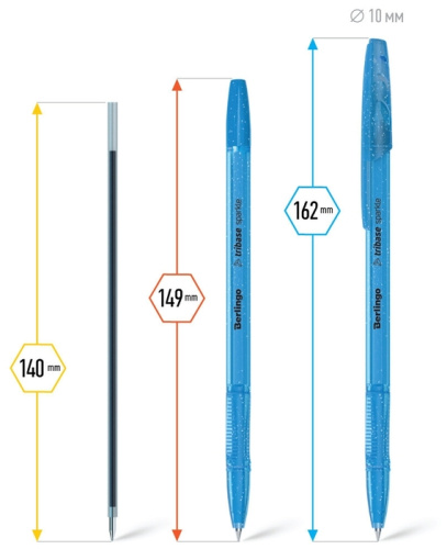 Ручка шариковая Berlingo Tribase Sparkle синяя 0,7мм.