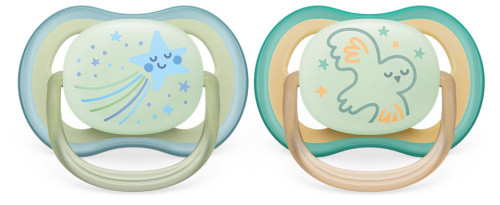 Пустышка для мальчиков Philips AVENT ultra air ночная светящаяся, с 0-6 месяцев, 2шт