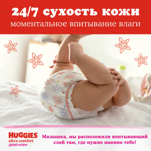 Подгузники Huggies Ultra Comfort для девочек 4 8-14 кг 19 шт