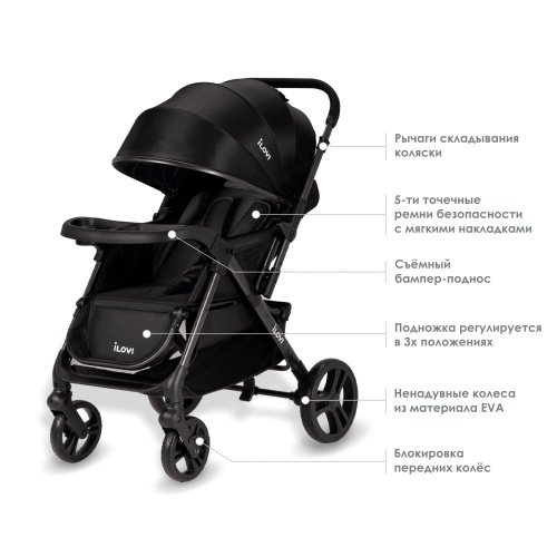 Коляска прогулочная iLovi Uni (Black)