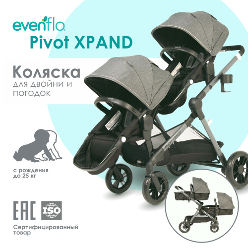 Коляска для двойни Evenflo Pivot Xpand (Gray)