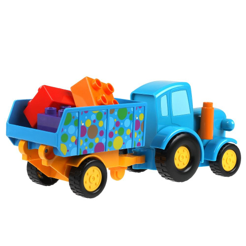 Конструктор Синий Трактор с тележкой 12дет.