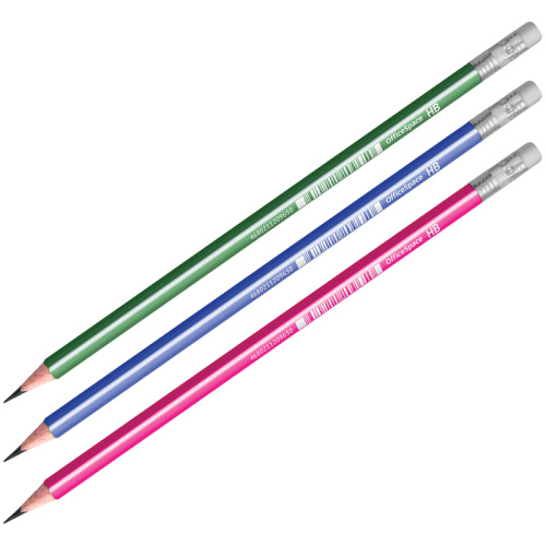 Карандаш ч/г OfficeSpace HB трехгран. с ластиком