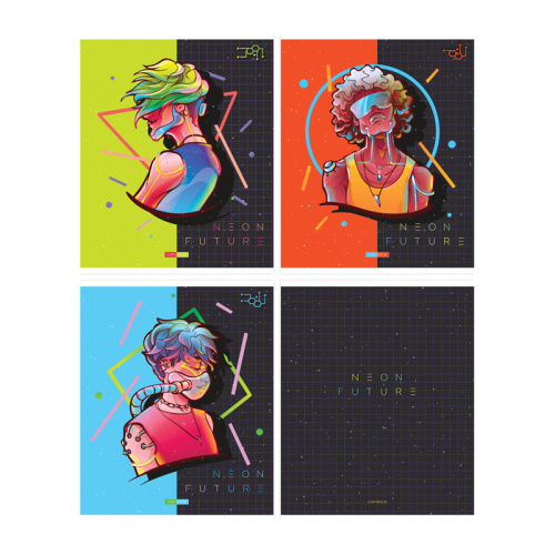 Тетрадь клетка 96л. А5 ArtSpace Рисунки. Neon future