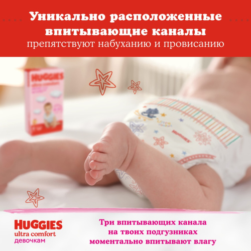 Подгузники Huggies Ultra Comfort для девочек 4 8-14 кг 66 шт