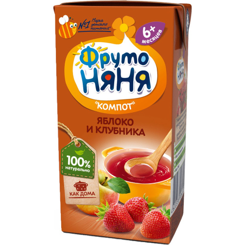 Компот Фруто Няня из яблок и клубники 200 мл с 6 месяцев