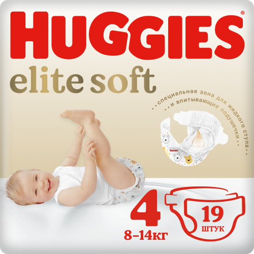 Подгузники Huggies Elite Soft 4 8-14 кг 19 шт