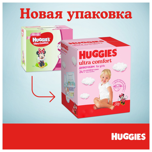 Подгузники Huggies Ultra Comfort 4 (8-14 кг) для девочек, 100 шт