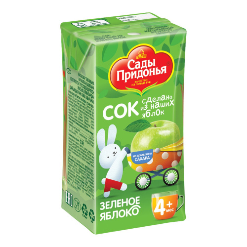 Сок Сады Придонья зеленое яблоко осветленный 125 мл с 4 месяцев