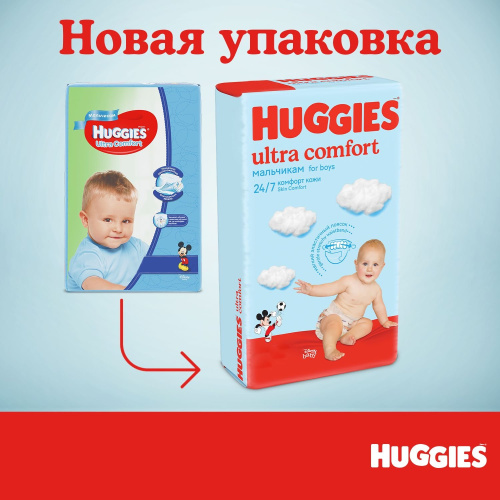 Подгузники Huggies Ultra Comfort для мальчиков 5 12-22 кг 56 шт
