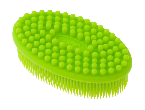 Детская антибактериальная массажная губка Roxy-Kids для купания овальная, цвет салатовый