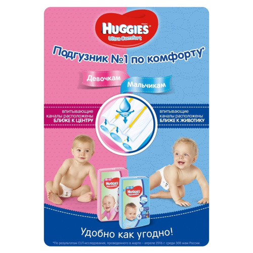 Подгузники Huggies Ultra Comfort для мальчиков 5 12-22 кг 56 шт