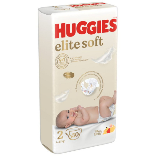 Подгузники Huggies Elite Soft для новорожденных 2 4-6 кг 50 шт