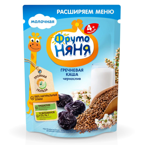 МолочнаЯ гречневая каша Фруто Няня с черносливом, 200гр