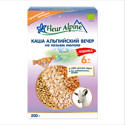 Каша на козьем молоке Fleur Alpine Органик Альпийский вечер 200г