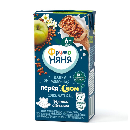 Каша молочная Фруто няня гречневая с яблоком обогащенная пребиотиками 200 мл с 6 месяцев