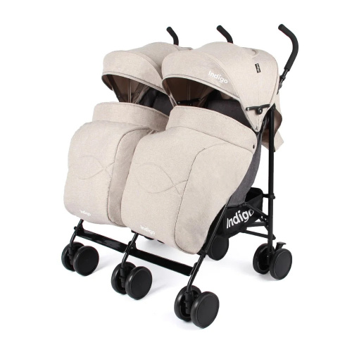 Коляска-трость для двойни Duet(бежево-серый)