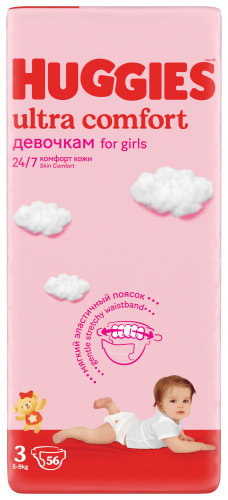 Подгузники Huggies Ultra Comfort Jumbo 3 для девочек 56шт
