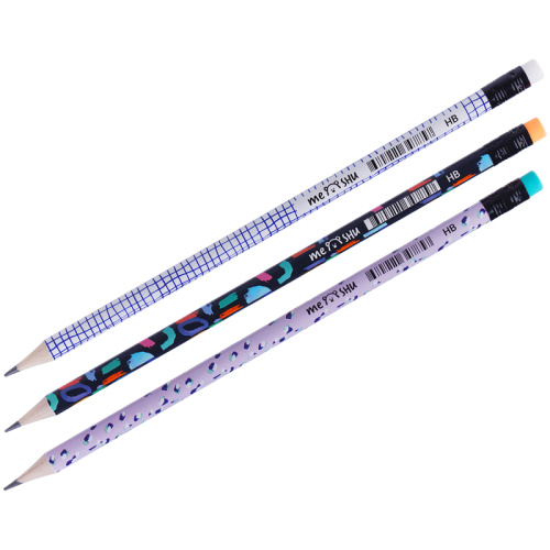 Набор карандашей ч/г MESHU Memphis HB с ластиком 3шт.