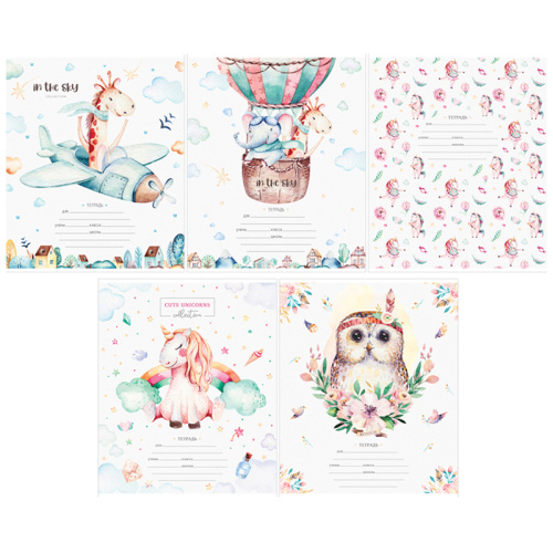 Тетрадь клетка 12л. ArtSpace Рисунки. Watercolor animals