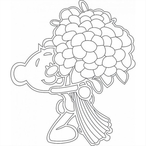 Трафарет Мишка с букетом