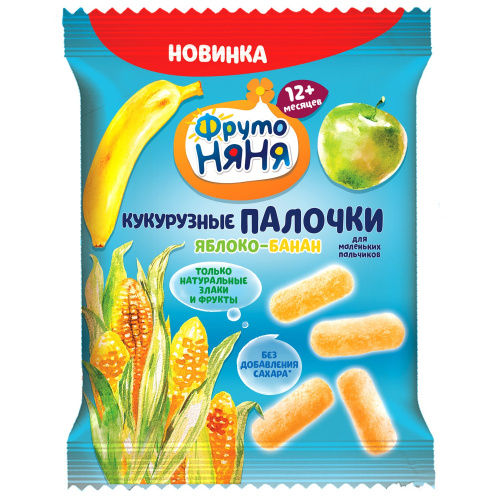 Палочки кукурузные Фруто Няня с яблоком и бананом 20 г