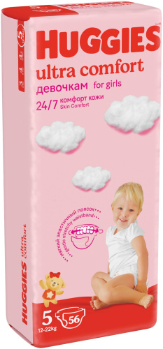 Подгузники Huggies Ultra Comfort для девочек 5 12-22 кг 56 шт