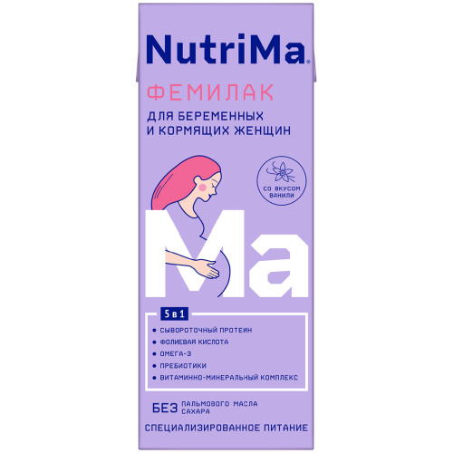Молочная смесь Фемилак со вкусом ванили NutriMa для беременных и кормящих женщин, 200мл