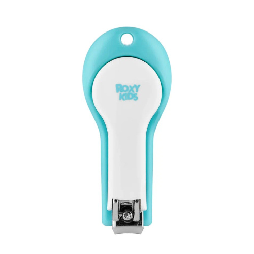 Детский маникюрный набор Roxy-Kids Листик 5в1 ножницы, пилочка, кусачки, пинцет и футляр, цвет: голубой/белый