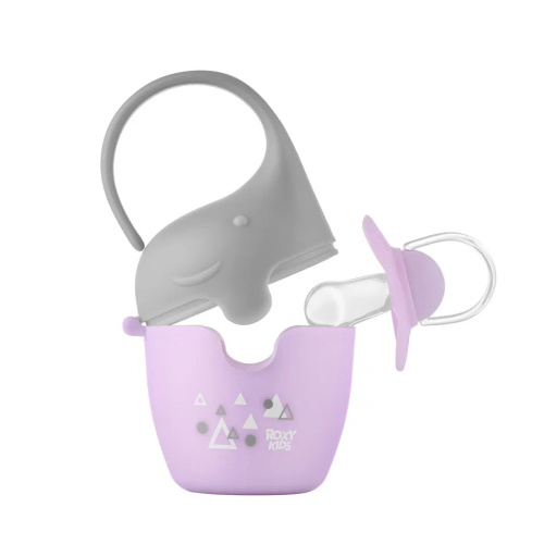 Контейнер для соски-пустышки Roxy-Kids ELEPHANT, с пустышкой, цвет сиреневый