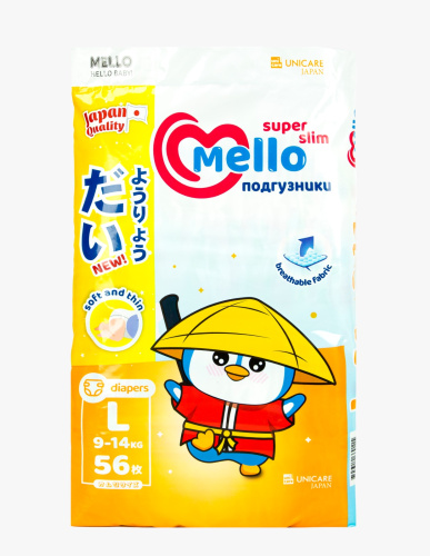 Подгузники Mello Super Slim L 9-14кг 56шт