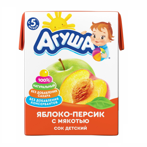 Сок Агуша яблоко, персик с мякотью 200 мл