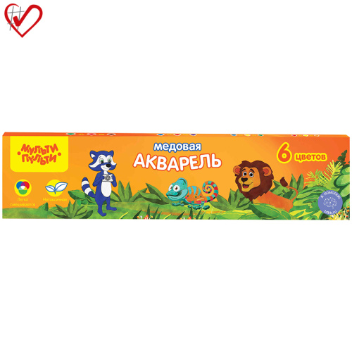 Акварель медовая 6цв. Мульти-Пульти Енот в Джунглях без кисти