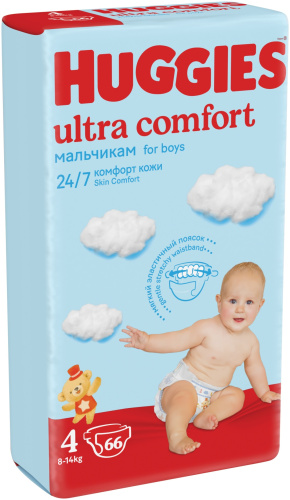 Подгузники Huggies Ultra Comfort для мальчиков 4 8-14 кг 66 шт