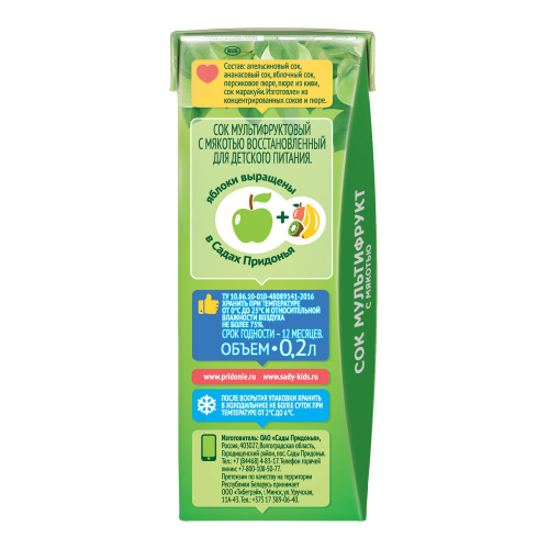 Сок Сады Придонья мультифрукт 200 мл