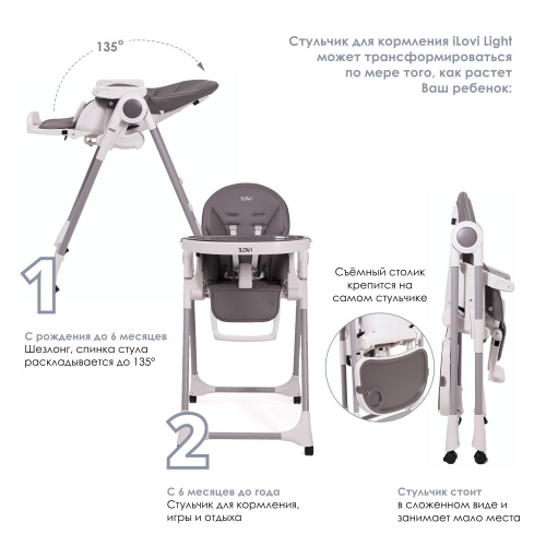 Стульчик для кормления iLovi Light с колесами (Beige)