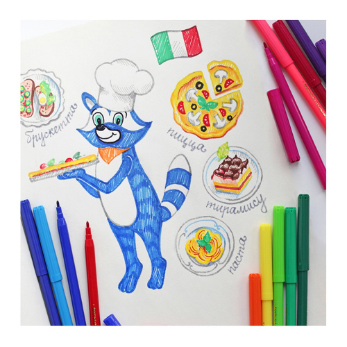 Фломастеры 10цв. Мульти-Пульти Енот в Италии