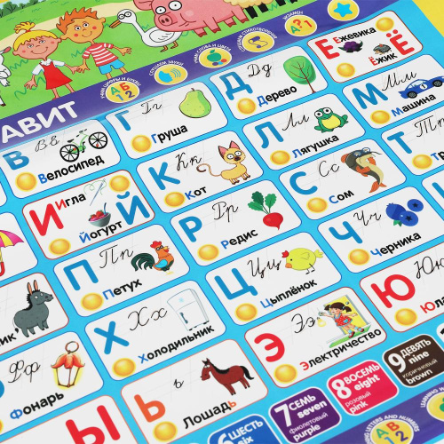 Обучающий плакат Синий Трактор 2в1. 300 песен, стихов, звуков