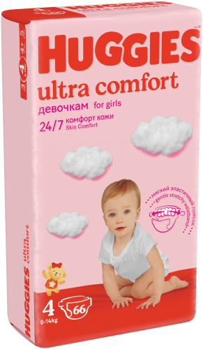 Подгузники Huggies Ultra Comfort для девочек 4 8-14 кг 66 шт