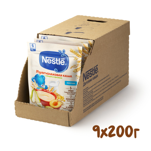 Молочная каша Nestle мультизлаковая груша и персик 200г