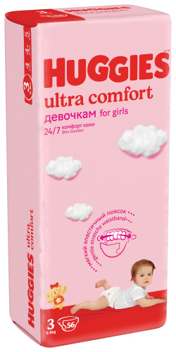 Подгузники Huggies Ultra Comfort Jumbo 3 для девочек 56шт