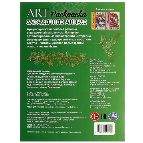 Арт-раскраска Загадочное аниме