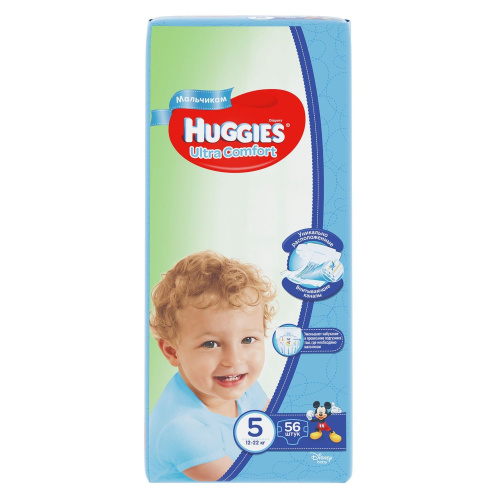 Подгузники Huggies Ultra Comfort для мальчиков 5 12-22 кг 56 шт