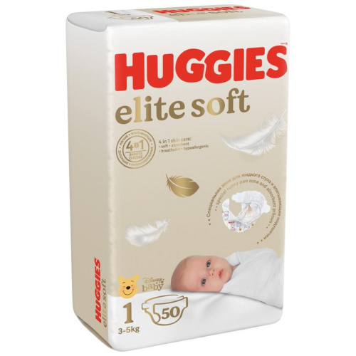 Huggies:Подгузники Elite Soft 1 (3-5кг) 50шт