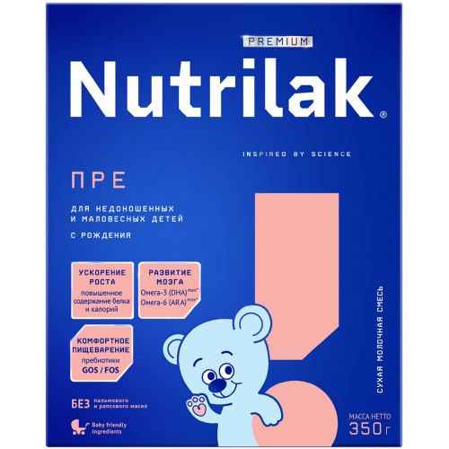 Специалезированная молочная смесь Nutrilak Premium ПРЕ для недоношенных детей, 350гр