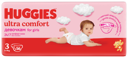 Подгузники Huggies Ultra Comfort Jumbo 3 для девочек 56шт