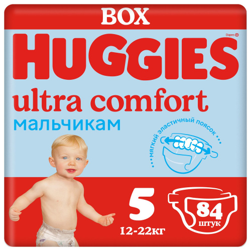 Подгузники Huggies Ultra Comfort 5 (12-22 кг) для мальчиков 84 шт