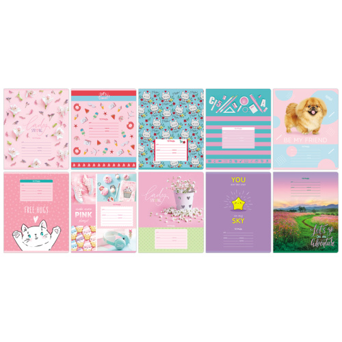 Тетрадь линия 12л. BG Mix-10. Девочки